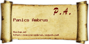 Panics Ambrus névjegykártya